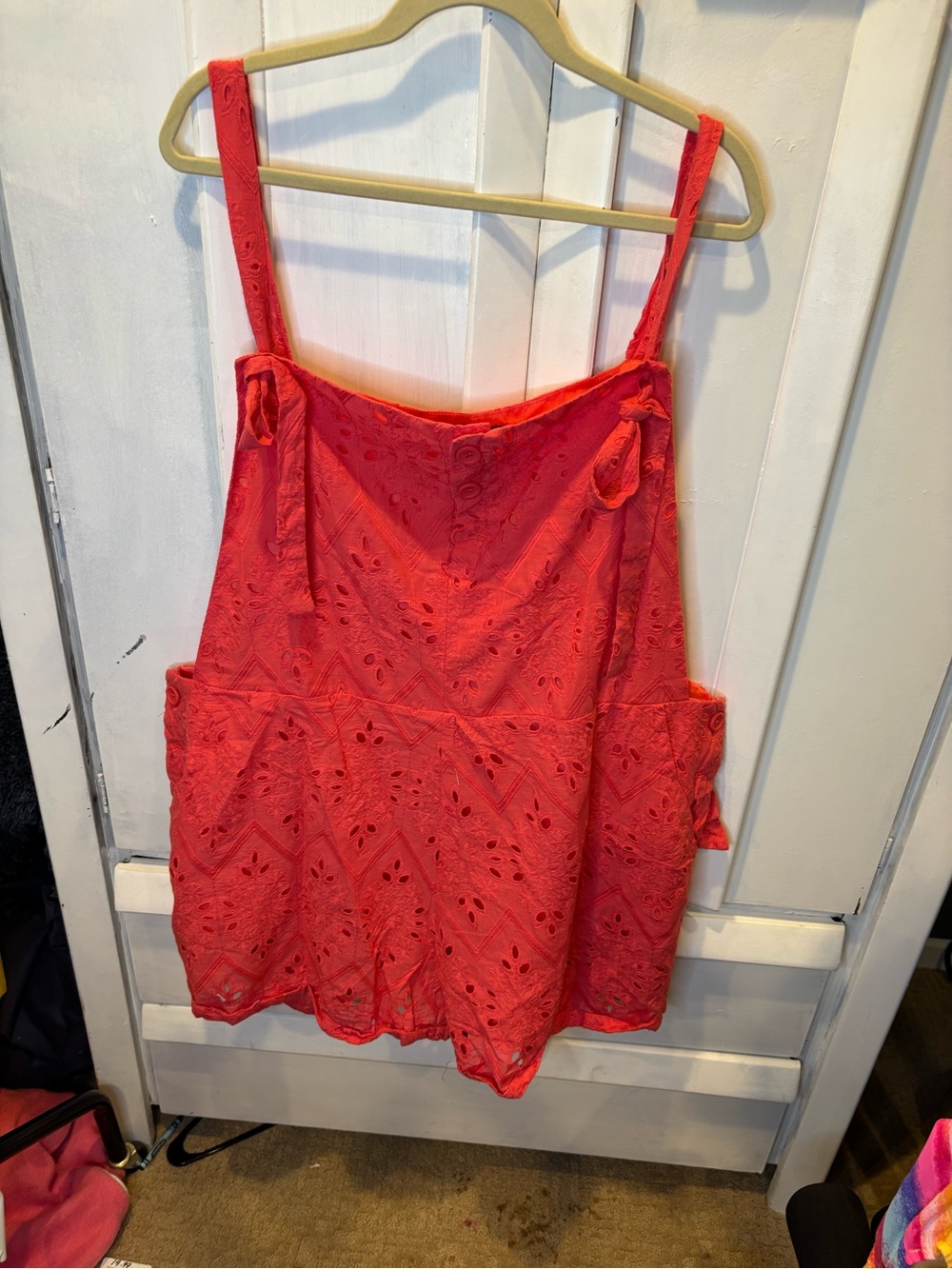 DAVI & DANI Red Eyelet Spaghetti Strap Tank